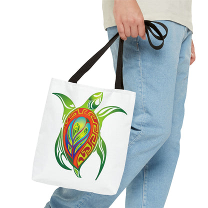 Sea Turtle Tote Bag — Colorful Tribal Hawaiian Turtle Beach Tote