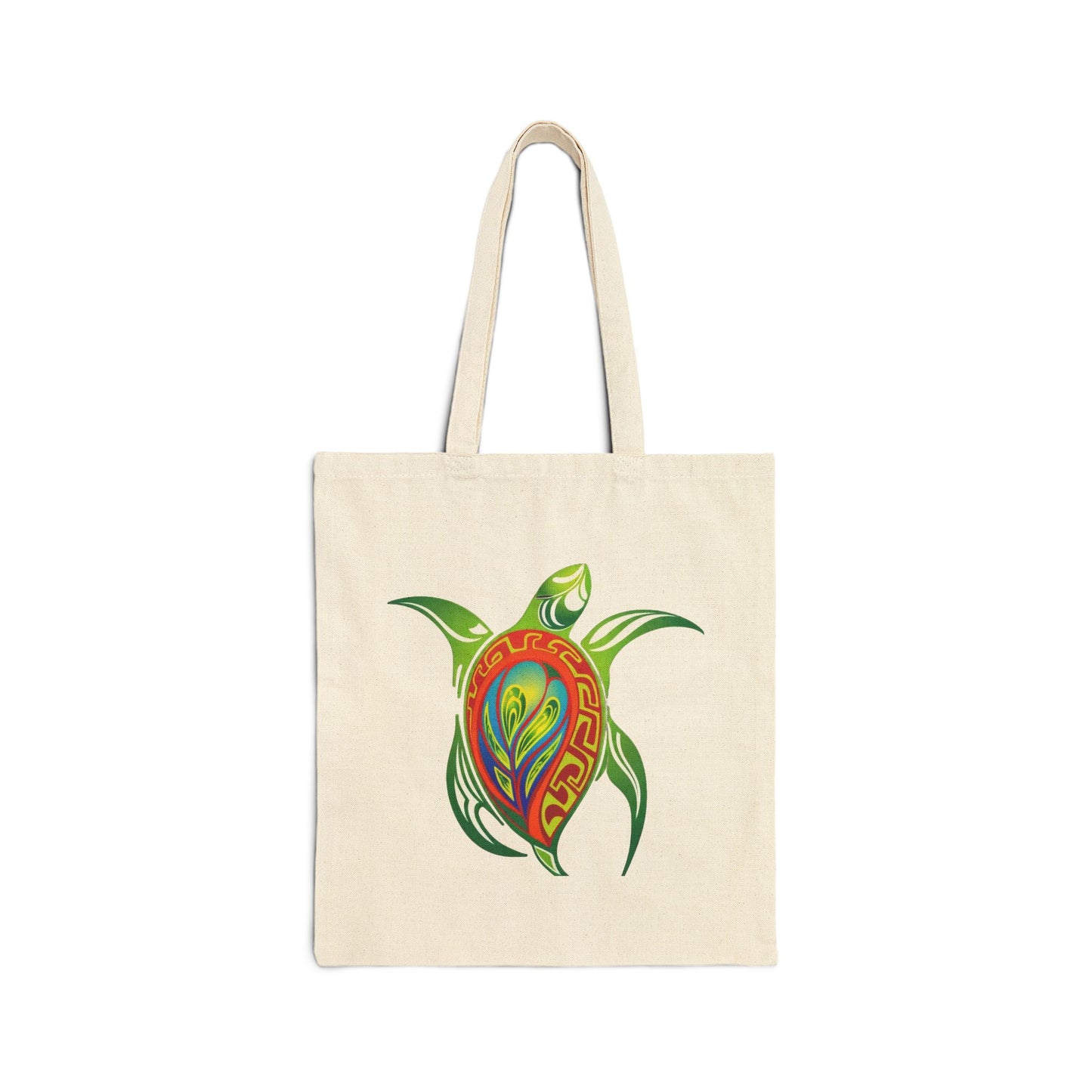 Tote Bag — Colorful Tribal Sea Turtle Canvas Tote