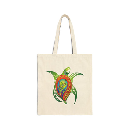 Tote Bag — Colorful Tribal Sea Turtle Canvas Tote